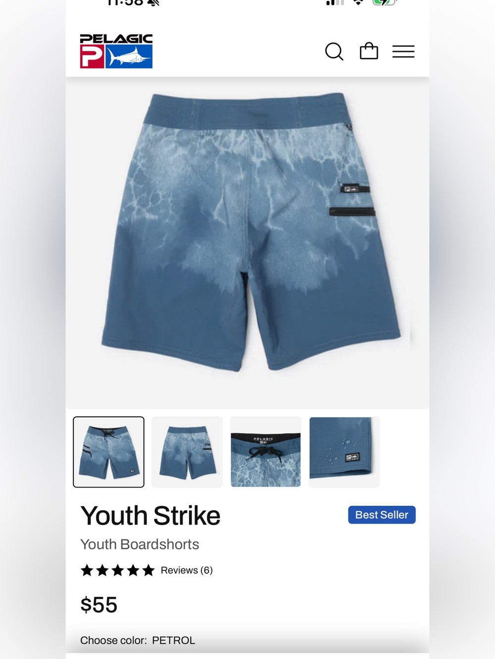Pelagic Bundle -Boys Red, White & Blue Fishing Shorts & Matching shirt Size M. - Picture 9 of 9